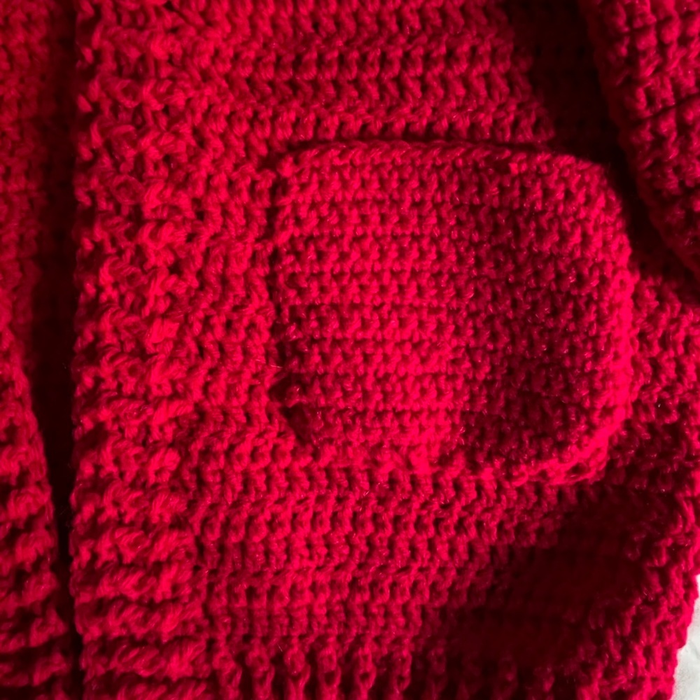 Handmade Crochet Rouge Oversized Cardigan - Picture 2 of 8